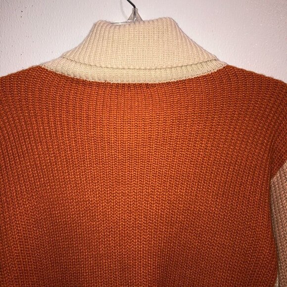 Simplee Small Color Block Chunky Knit Turtleneck Pullover Oversized Sweater S - Picture 8 of 9
